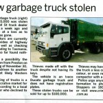 Garbage truck stolen