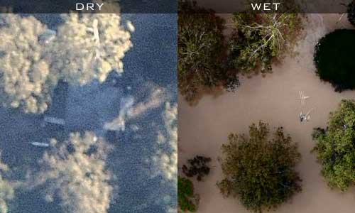 a house vanishes underwater