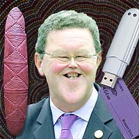a message stick, alexander downer, a usb drive and a Memory Stick